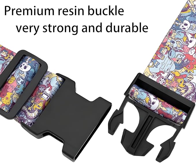 Monsters Luggage Straps for Suitcases, Adjustable Luggage Travel Belt to Keep Luggage Security While Travel, Strong Polyester Fabric, Easy-to-Recognize Funny Pattern Travel Essentials, 2 Pack