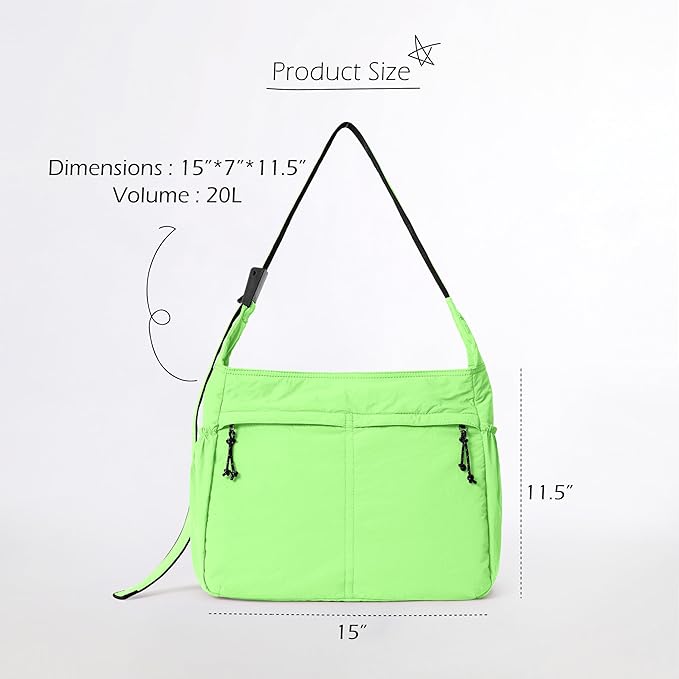 ODODOS 20L Crossbody Tote Bag Large Capacity Lightweight Hobo Shoulder Sling Bags for Gym Shopping Beach Travel