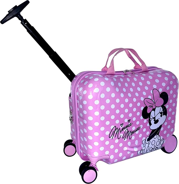 Fast Forward Ride-On 18" Suitcase For Kids/Tow-Along Toddler Carry-On Luggage With Wheels (Minnie Mouse)
