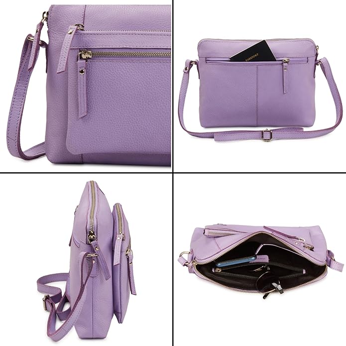 Wise Owl Accessories Small Soft Pebbled Real Leather Crossbody Handbags Purses Sling Crossover Shoulder Bag