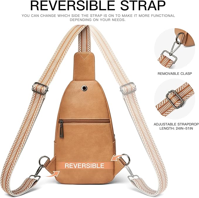 7L Sling Bag for Women Men Leather Small Sling Backpack Daypack Anti Theft Fanny Pack Crossbody Purse Travel