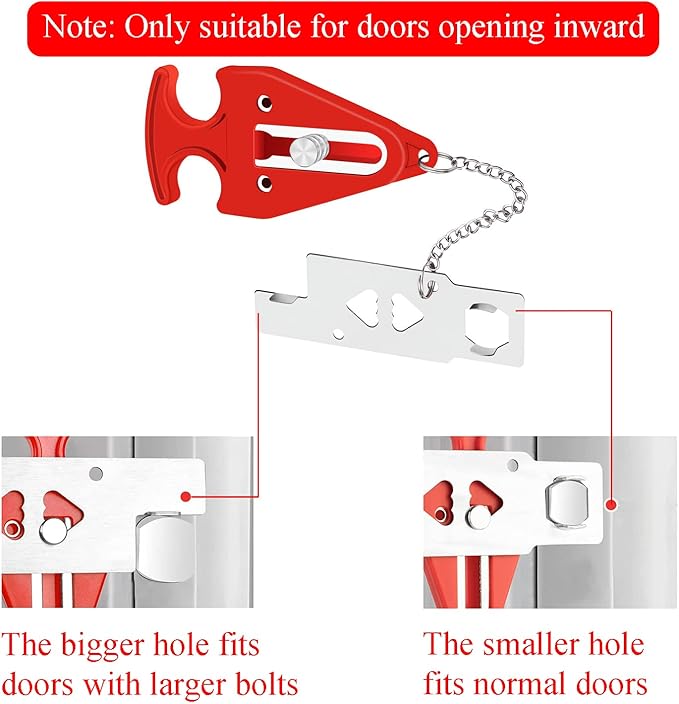 Portable Door Lock for Hotel Home Apartment, Door Blocker Security No Drill Door Lock for Privacy and Safety Portable Safety Locks for Kid Women
