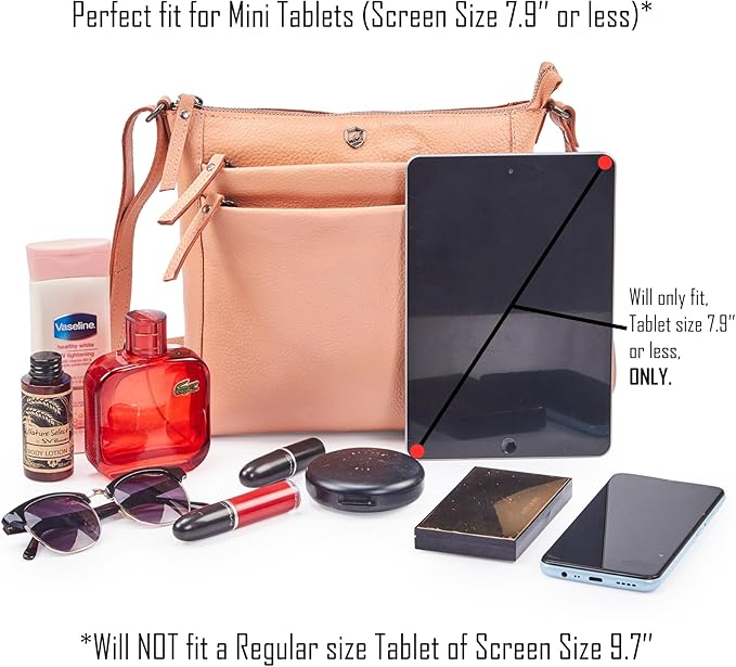 Small Soft Genuine Leather Crossbody Purse Women’s Sling Crossover Shoulder Travel Handbag with Triple Zipper