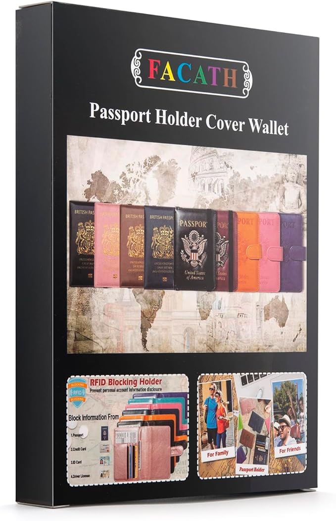 Passport Holder for Travel Passport Cover for Men Passport Wallet Case With 3D Metal Badge Protector Leather Card Case RFID Blocking Women Travel Accessories Document Organizer (Brown)