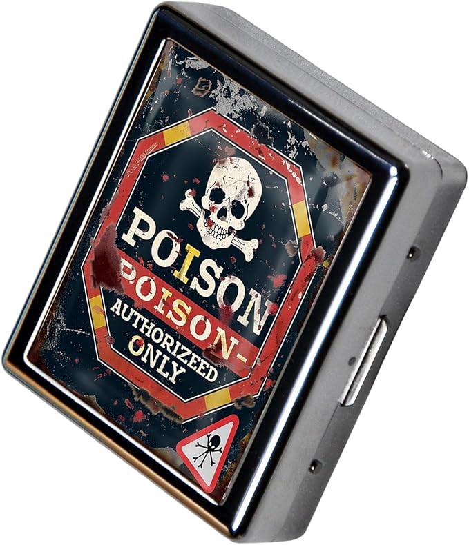 8‑Compartment Metal Pill Box Organizer – Portable Medicine Case 3″×2.6″ | Food‑Grade Dividers | Secure Snap Button Lid | Travel & Gift for Seniors (Toxic Zone)