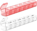 Extra Large Pill Organizer 2 Pack, XL Pill Box 7 Day, Weekly Pill Case with Large Capacity, Jumbo Organizer, BPA Free (Pink+White)