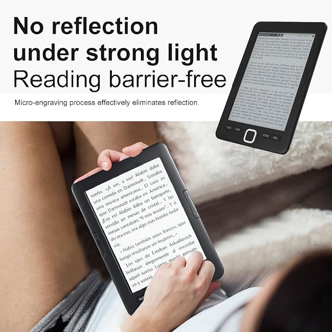 BK6033 Ebook Reader, 6in EInk Screen E Reader, Built in 8G Memory, Adjustable Font Sizes, Types & Brightness, Portable Electric Book Readers, Audiobooks, 32G Expansion