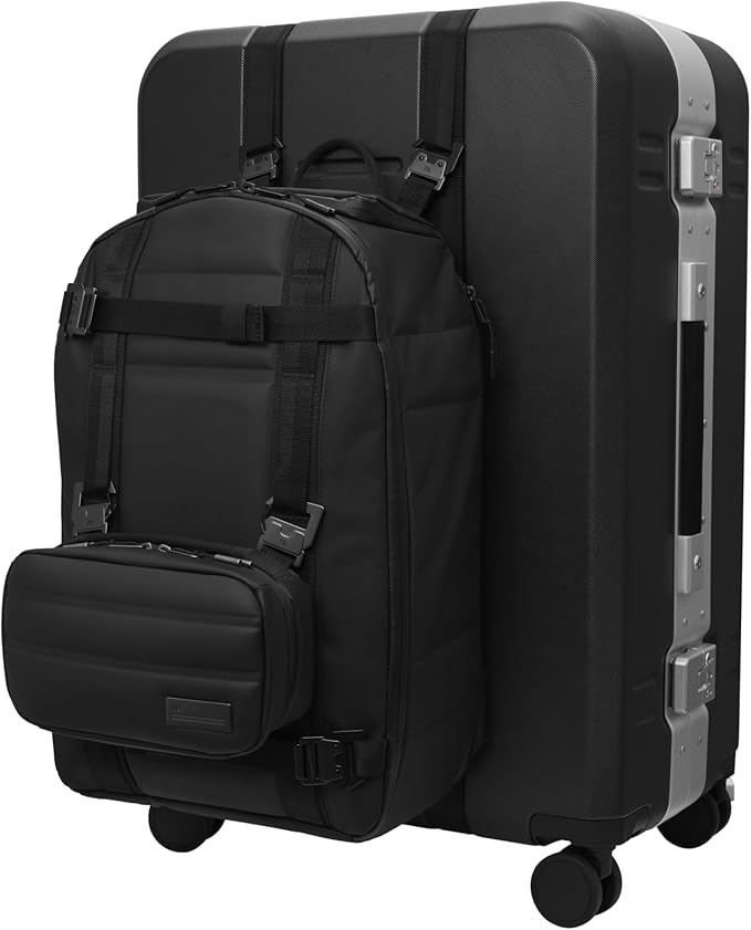 D_b_ Ramverk Pro Large Check-In 28 Inch Hardside Luggage Extra Protection Aluminum Frame, Silent 360 Spinner Wheels, TSA Lock, Interior Laptop Compartment and Two Zipper Dividers - Black Frame/Black