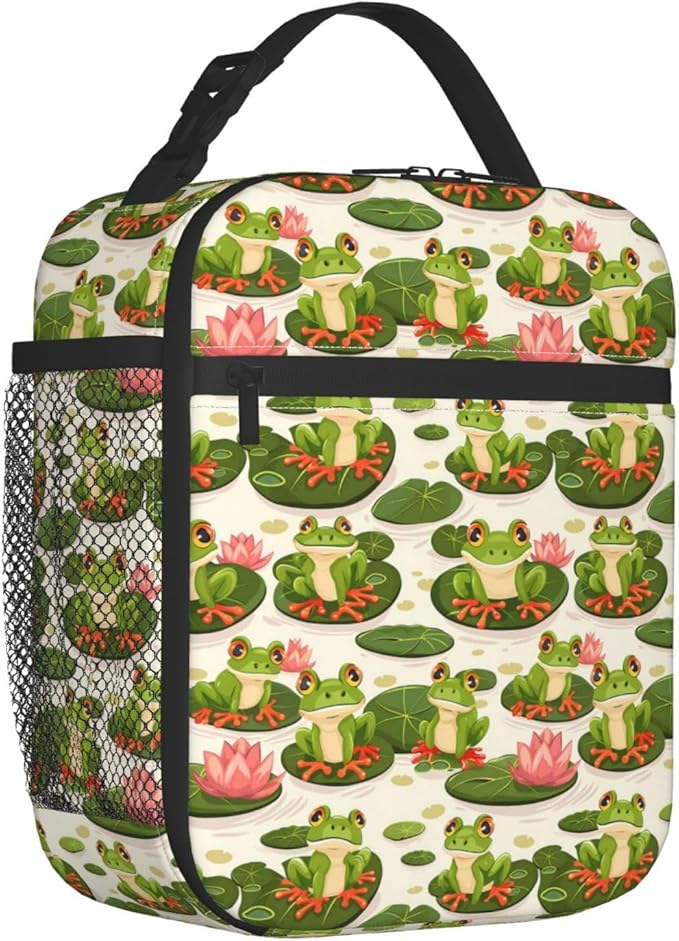 Frog Insulated Lunch Box for Women Men Frog Lunch Bag for Travel,or Fishing Polyester