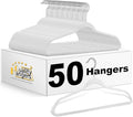 Quality Hangers 50 Pack Non-Velvet Plastic Hangers for Clothes - Heavy Duty Coat Hanger Set - Space-Saving Closet with Chrome Swivel Hook, Functional Non-Flocked Hangers - Cream White
