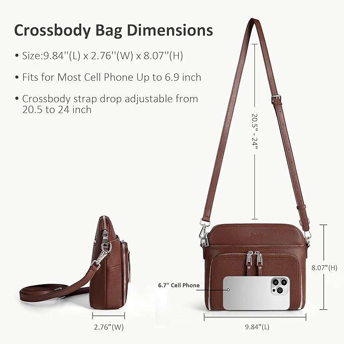 befen Genuine Leather Crossbody Purses for Women, Women's Small Crossbody Shoulder Bag with Built in RFID Wallet