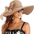DRESHOW Beach Hats for Women Big Straw Wide Brim Summer Hat Floppy Foldable Roll up Cap Sun Hat UPF 50+