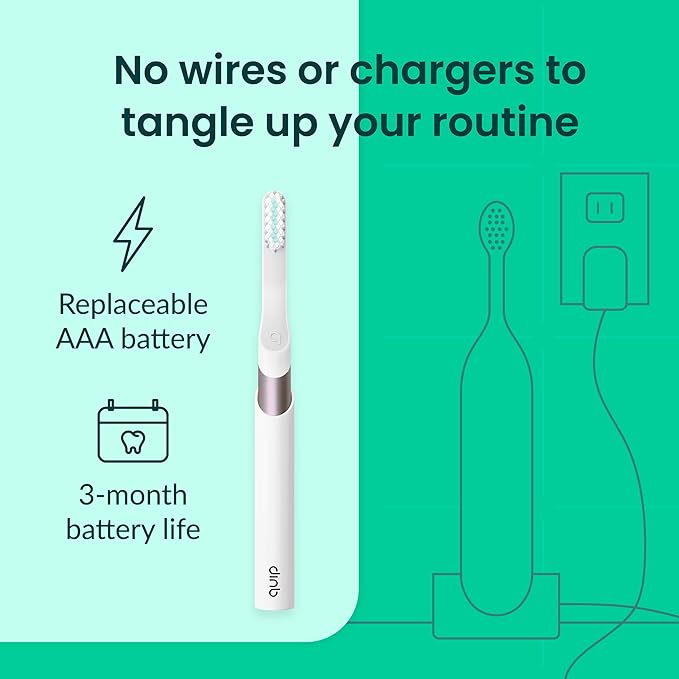 Quip Metal Sonic Toothbrush, Electric Toothbrush for Adults –Time Travel & Soft Bristles with Travel Case & Replaceable Brush Head -3-Month Battery Life - Dusk Plum