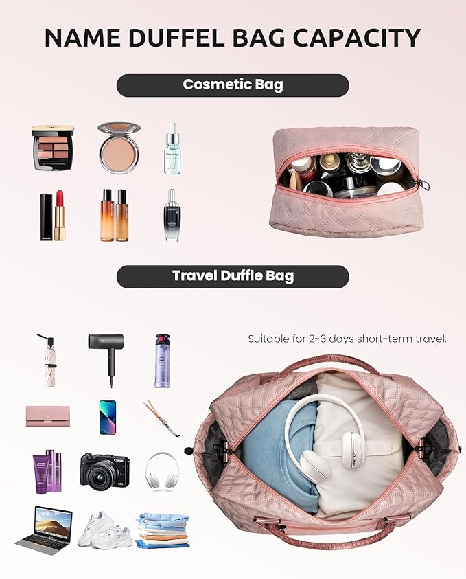 Birthday Gifts for Women-Initial Duffle Bag with Shoe Compartment, Personalized Weekender Bag, Monogram Overnight Bag, Letter Travel Bag with Makeup Bag，Preppy Gifts for Girl (Letter V)