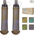 UTOBEST 500ml Soft Flask, 2 Pack Flexible TPU Hydration Water Bottle, Collapsible with 42mm Caliber for Running, Hiking, Cycling, Climbing, and Marathon Purple