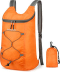 16L Hiking Daypack Lightweight Foldable Travel Backpack Water Repellent Camping Outdoor Packable Easy Carry-on Bag (Orange)