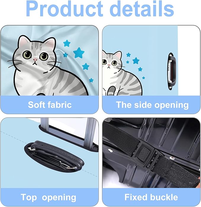Luggage Cover Washable Suitcase Protector Anti-scratch Suitcase cover Fits 20-34 Inch Luggage (Cat, L(28-30inch suitcase))