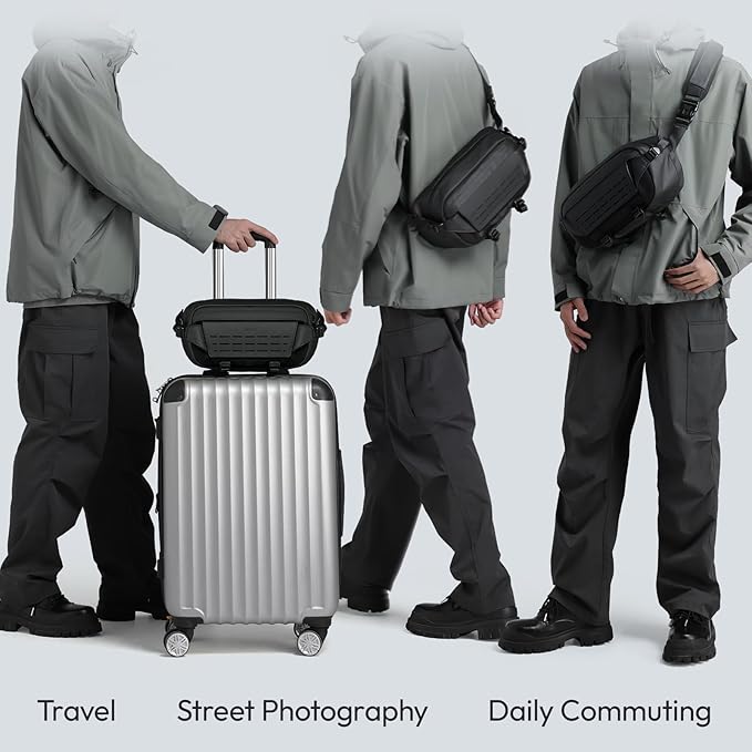 ULANZI Camera Sling Bag, Water-Resistant Camera Case with Tripod Holder, DSLR/SLR/Mirrorless Camera Bags Crossbody for photographers - Black 9L Capacity