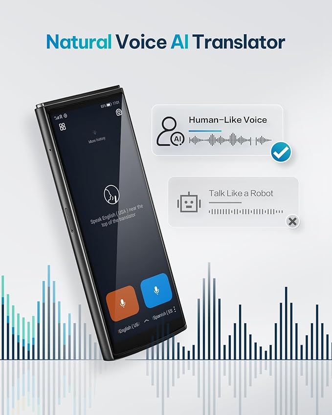 iFLYTEK AI Language Translator Device — 60 Languages, Real-Time Split-Screen & Two-Way Instant Voice Translation, 18 Offline Packs, 2-Year Global Data for K-12 Education, Business, Travel