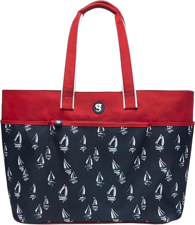 geckobrands Oversized Beach Tote – Large and Stylish Beach Bag with 4 Exterior Pockets and Zippered Internal Compartment