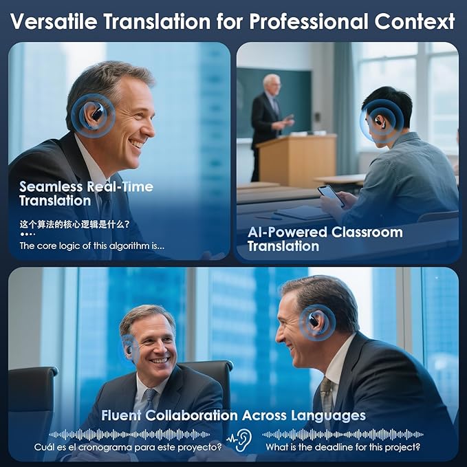 Translation Earbuds Real Time AI: Olycism AI Translator Earbuds with 150 Languages 3 in 1 Translation Headphones Long Battery Life Bluetooth 5.4, iOS Android for Travel Business Study