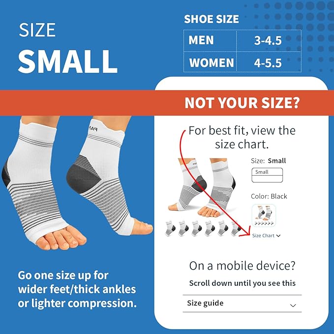 Plantar Fasciitis Sock (6 Pairs) for Men and Women, Compression Foot Sleeves with Arch and Ankle Support (White, Small)