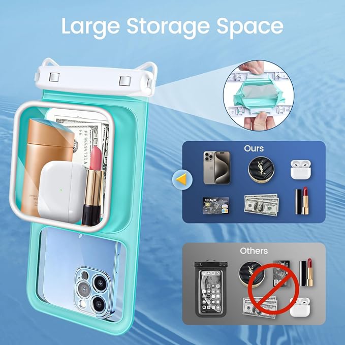 Niveaya 2 Pack IPX8 Waterproof Phone Pouch, Large Space Cell Phone Pouch Floating, Water Proof Phone Case with Lanyard, Phone Dry Bag Beach Cruise Ship Essentials(Up to 8.5")