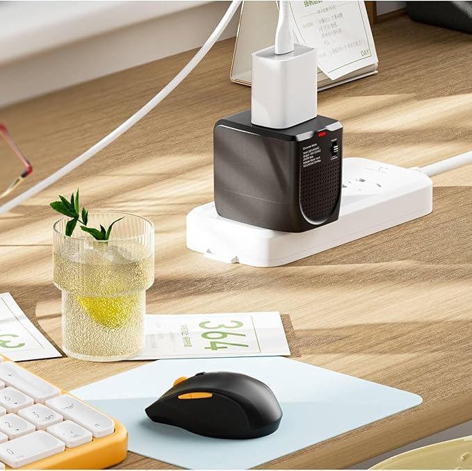 International Travel Adapter Voltage Converter Steps Down 220V to 110V for Cell Phones, Laptops, and Curling Irons, US to UK, Europe, Australia, and More Than 200 Countries
