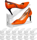 Shoe Slots Organizer, 12PCS Adjustable Double Layer Stack Shoe Rack, 50% Space-Saving Storage Rack Holder, Transparent