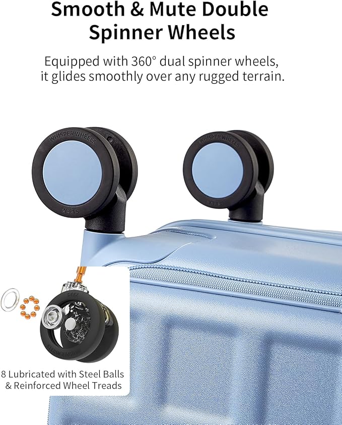 aji Expandable Top Opening Carry On Luggage Airline Approved, 20 Inch Lightweight Hardside Carry On Suitcase with Spinner Wheels, Travel Luggage with Laptop Compartment for Women Men, Blueberry Blue