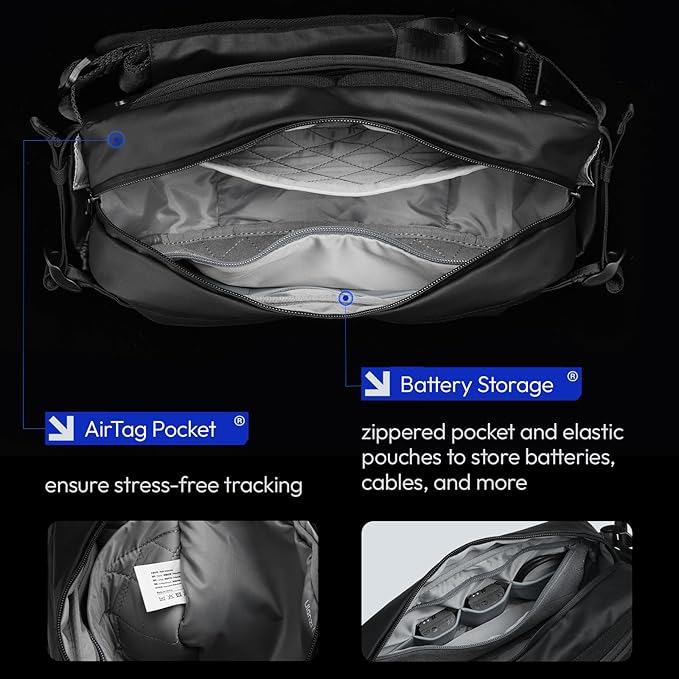 ULANZI Camera Sling Bag, Water-Resistant Camera Case with Tripod Holder, DSLR/SLR/Mirrorless Camera Bags Crossbody for photographers - Black 9L Capacity