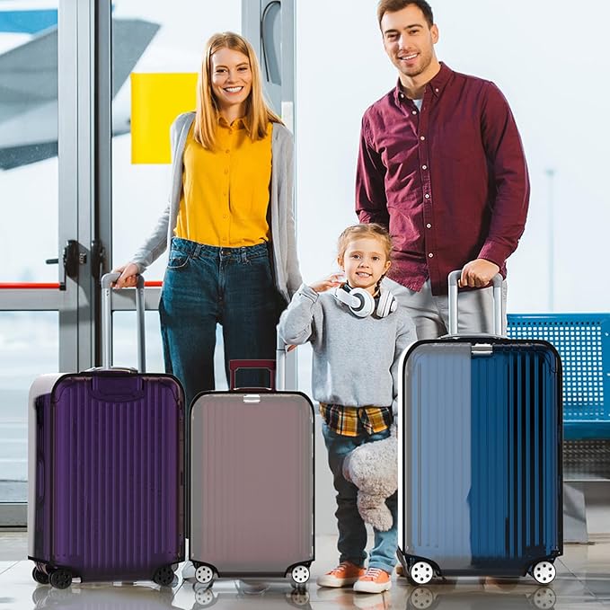 3 Pieces Clear Luggage Cover Protectors, 0.4mm Thicken PVC Suitcase Covers for Luggage, 20"+24"+28" Waterproof Dustproof Anti-scratch Travel Luggage Sleeve for TSA Approved