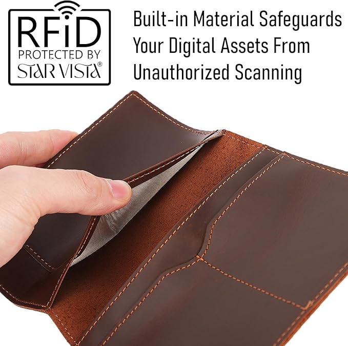 STAR VISTA Albatross Leather Travel Passport Holder, Minimalist Design, Full Grain Leather Case for Men and Women - Slim Passport Wallet, Bifold, RFID Blocking