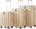 Hanke Expandable Hardshell Luggage Sets 3 piece Carry on Luggage with Wheels Suitcases Lightweight Checked Travel Luggage Rolling Large Suitcase Travel Luggage Bag Woman Men 20/24/29" Cuba Sand Pink