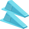 Frienda 2 Pcs Jumbo Door Stoppers Heavy Duty Door Stopper Tall up to 2inch Tall Wedge TPR Large Wedge Stackable Big Rubber Doorstop for Hotel Carpet Hardwood Concrete and Tile (Blue)