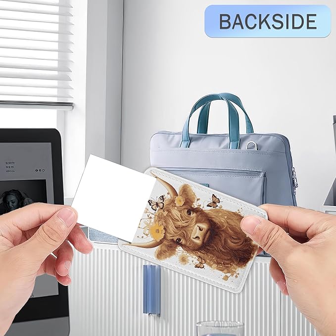 Highland Cow Luggage Tags for Suitcase,Flower Luggage Tags of Set 2 Leather Identifiers Privacy Cover with Stainless Steel Loop for Women Men Travel Bag Suitcase