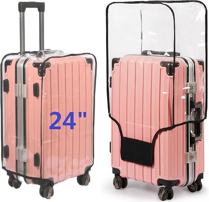 Clear PVC Suitcase Cover Protectors- Thickened Waterproof Luggage Covers Protector, Full Transparent Dustproof Sleeve for Wheeled Suitcases (24")
