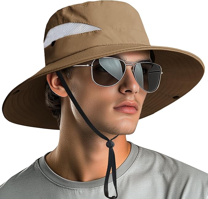 NPQQUAN Ponytail Sun Bucket Hats for Women Men Wide Brim UPF 50+ Fishing & Beach Hats