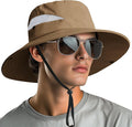 NPQQUAN Ponytail Sun Bucket Hats for Women Men Wide Brim UPF 50+ Fishing & Beach Hats