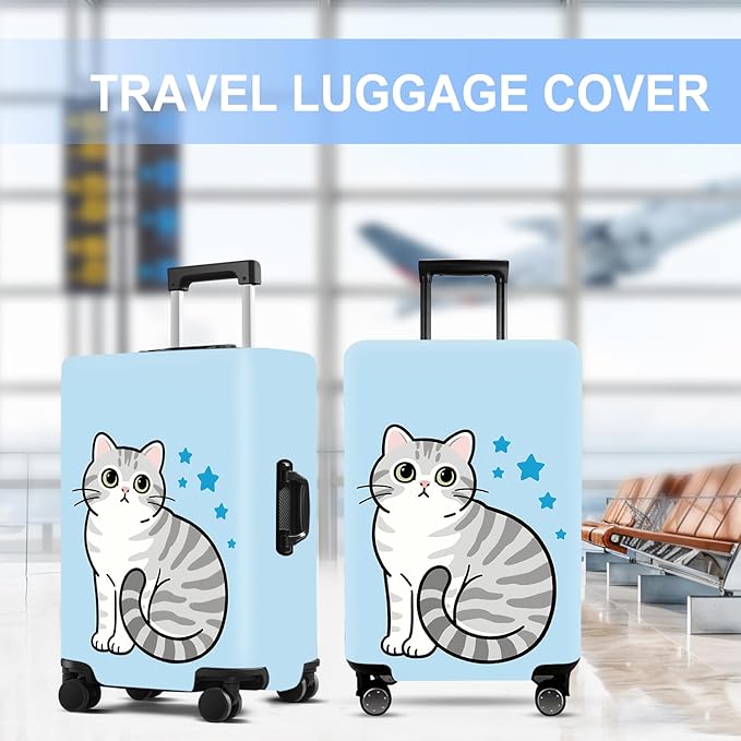 Luggage Cover Washable Suitcase Protector Anti-scratch Suitcase cover Fits 20-34 Inch Luggage (Cat, XL(32-34inch suitcase))
