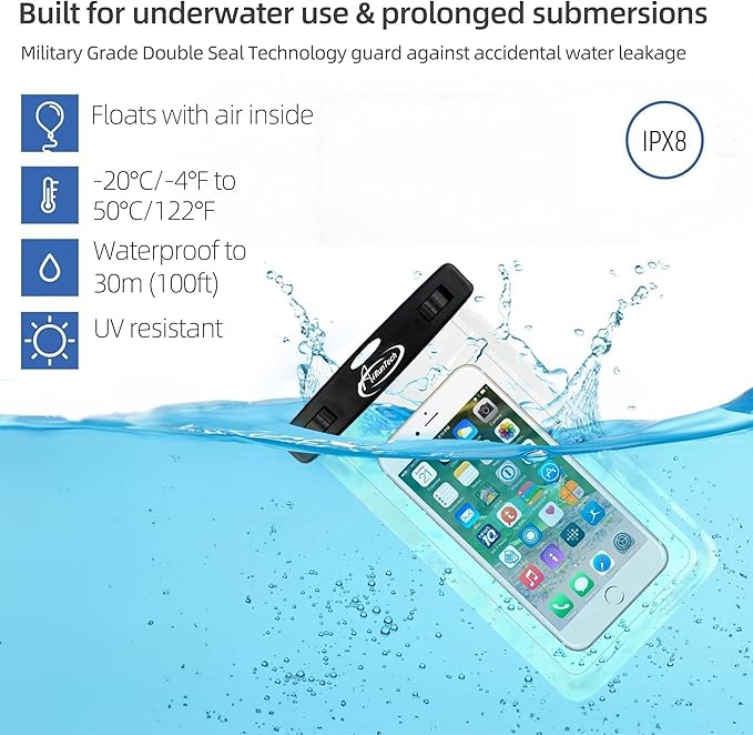 AiRunTech Waterproof Cell Phone Bag - 4 Pack Clear Pouches for Outdoor Activities - Universal Fit for iPhone and Other Devices - 2 Phone Cases + 2 Fanny Packs