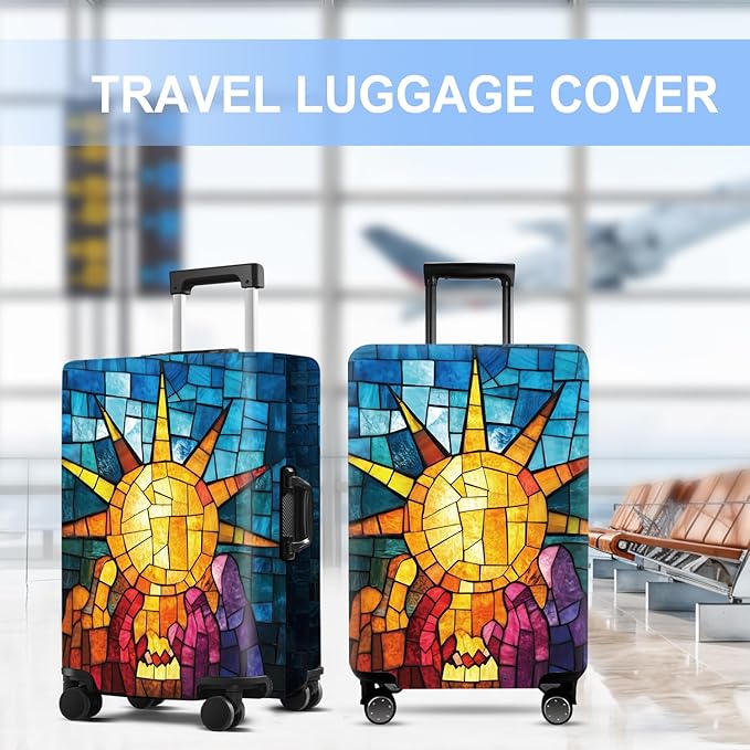 Luggage Cover Washable Suitcase Protector Anti-scratch Suitcase cover Fits 20-34 Inch Luggage (Sun, XL(32-34inch suitcase))