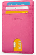 Buffway Mens Slim Wallet, Minimalist Thin Front Pocket Leather Credit Card Holder with RFID Blocking for Work Travel