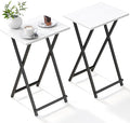 Foldable TV Trays, Small Folding Table, TV Trays Set of 2, TV Dinner Tray, Side Table for Bed, Couch, Portable Easy to Move, White