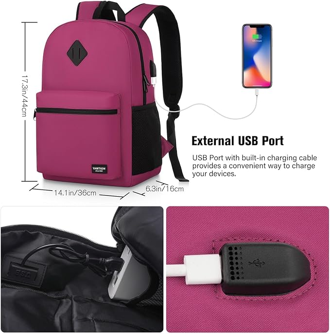 Laptop Backpack,Bookbag for Women and Teen Girls School Backpack with USB Port for College Work