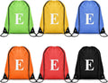ZOMFELT 6Pcs Drawstring Backpack Drawstring Gym Bags, Foldable Draw String Backpack with Multiple Colors and Letters, Lightweight Polyester Cinch Bag for Gift, Beach, Sports, Travel, Swim (Letter E)