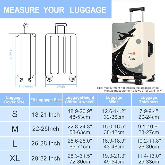 Travel Luggage Cover Washable Suitcase Protector Anti-Scratch,Stretchable Fit for 20-34Inch Luggage Durable Travel Bag Cover with Zipper Closure (L(28-30inch suitcase))