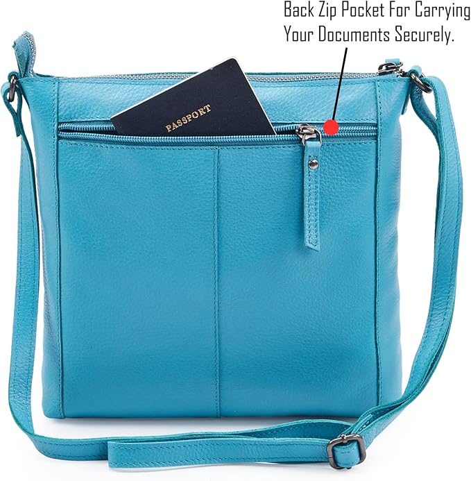 Small Soft Genuine Leather Crossbody Purse Women’s Sling Crossover Shoulder Travel Handbag with Triple Zipper
