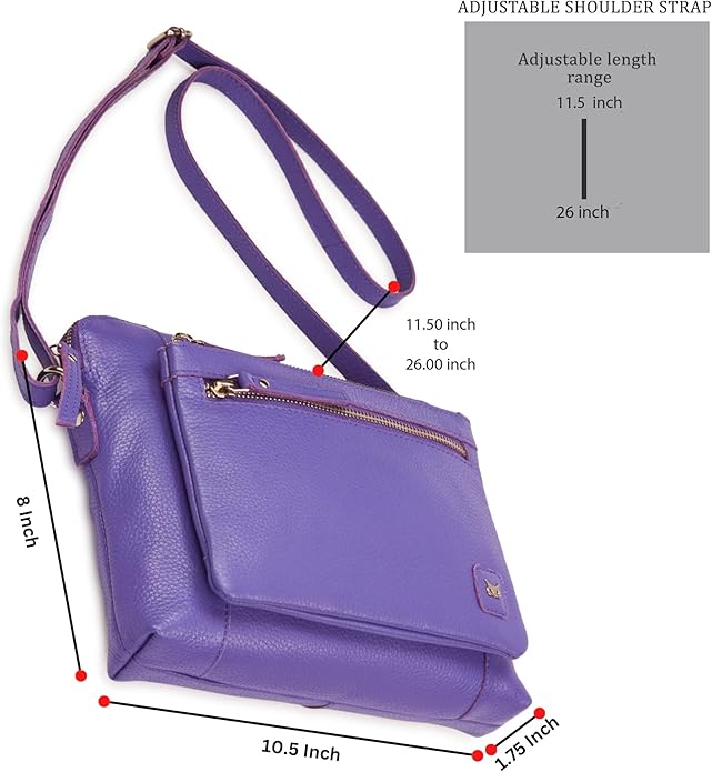 Wise Owl Accessories Small Soft Pebbled Real Leather Crossbody Handbags Purses Sling Crossover Shoulder Bag