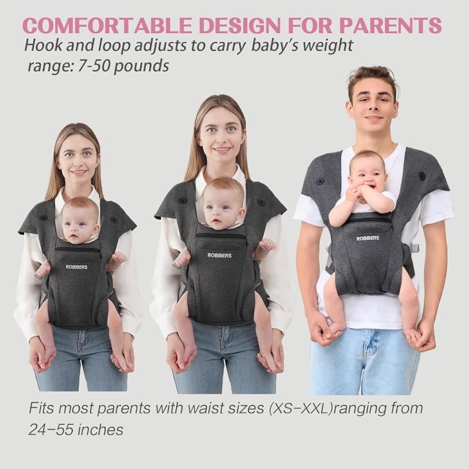 Newly Upgraded Baby Carrier Newborn to Toddler - Infant Carrier for Babies 0-36 Months, Ergonomic and Cozy Carrier with Soft Fabrics for Face-in and Face-Out Front, Dark Gray